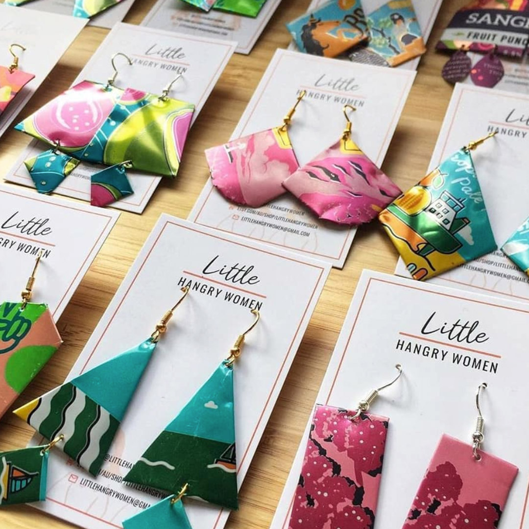 We love design that incorporates upcycling! @littlehangrywomen do just that with their range of earrings made from unusual aluminium cans.
